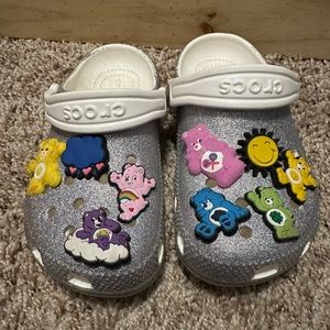 Silver glitter Crocs size C10